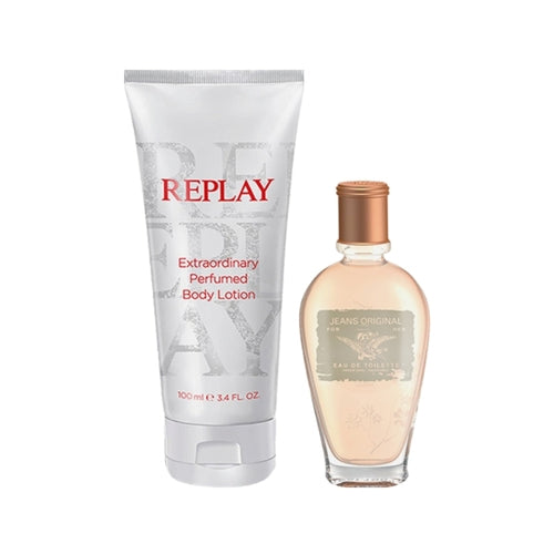 Replay Jeans Original für Sie Geschenkset 20 ml EDT Spray + 100 ml Körper