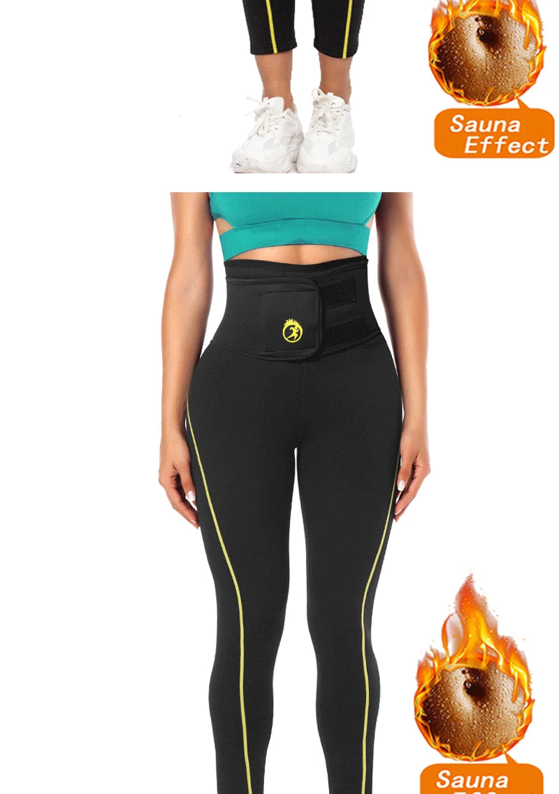 SEXYWG Pantalones de sauna para mujer, entrenador de cintura, control de abdomen, adelgazamiento, leggings de cintura media, pantalones de pérdida de peso, entrenamiento para correr