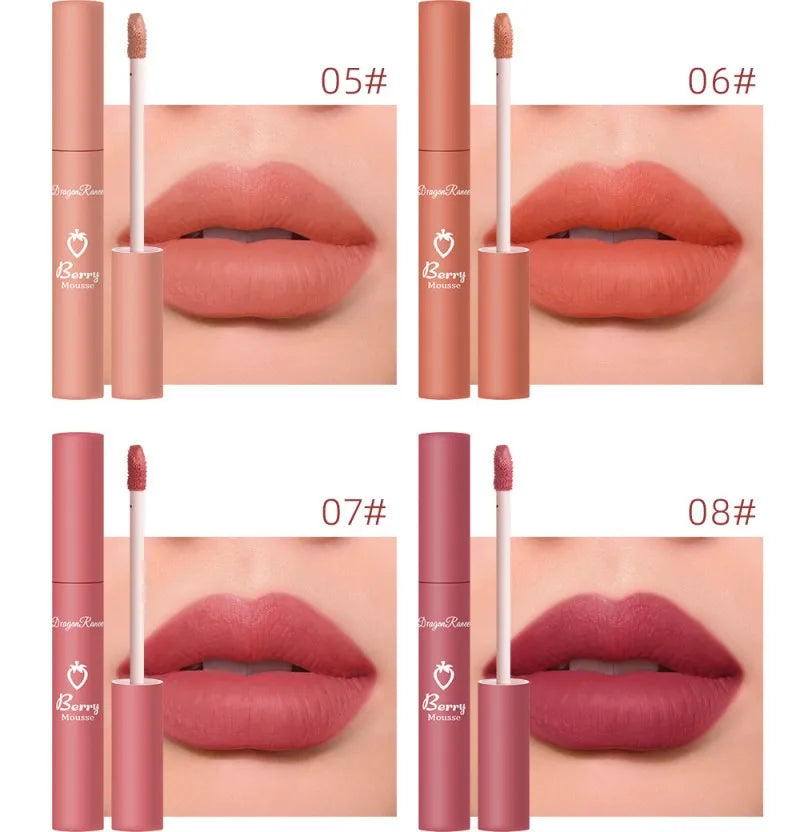 Waterproof Velvet Matte Nude Lip Gloss Sexy Long Lasting Non-stick Cup Nude Red Liquid Lipstick Make-up for Women Korea Cosmetic