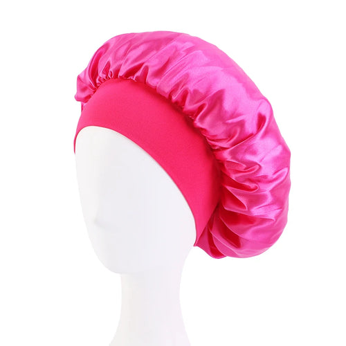 Nuevo gorro de dormir de ala ancha de satén liso para mujer, unisex, para la cabeza 