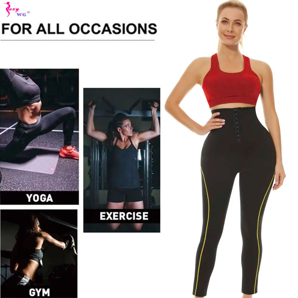 SEXYWG Pantalones de sauna para mujer, entrenador de cintura, control de abdomen, adelgazamiento, leggings de cintura media, pantalones de pérdida de peso, entrenamiento para correr