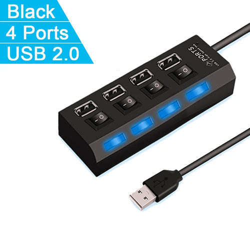 Adaptador expansor de concentrador USB 2.0 de 4/7 puertos de alta velocidad Divisor multiUSB 