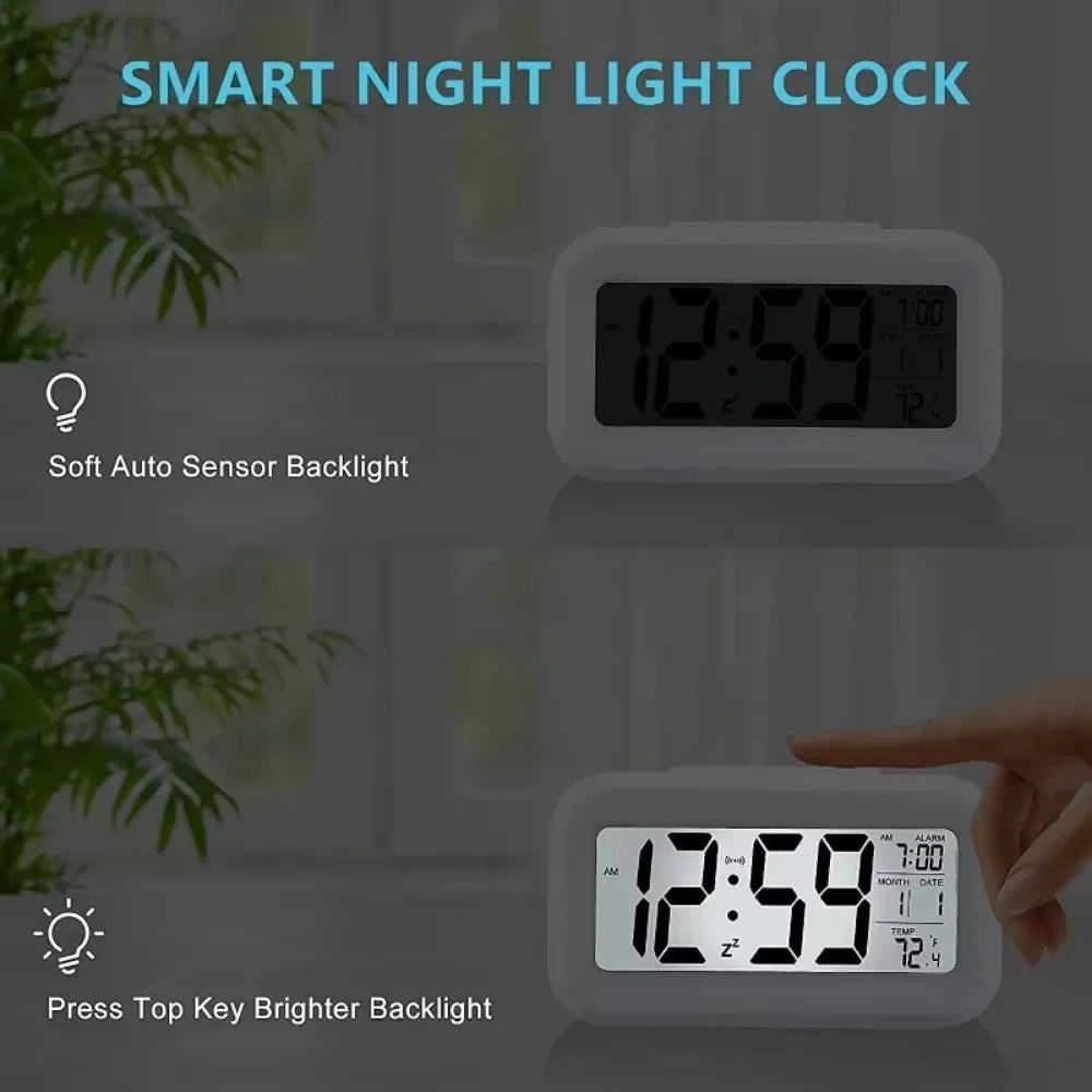 1 reloj despertador digital multifunción LED con luz de fondo electrónica para mesa 