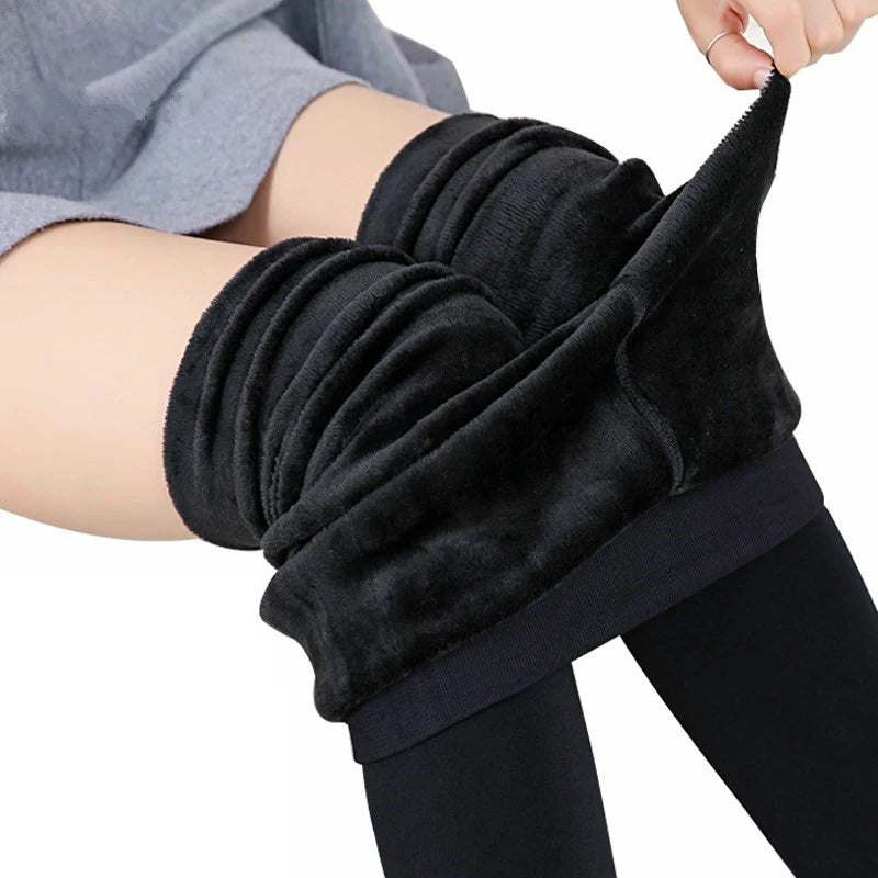 Winter Leggings Für Frauen Warme Leggins Einfarbig Samt Leggins Hohe 