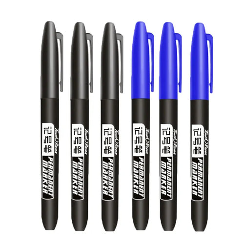 6 PCS Permanent Marker Pen Manga Drawing Markers Black Blue Red