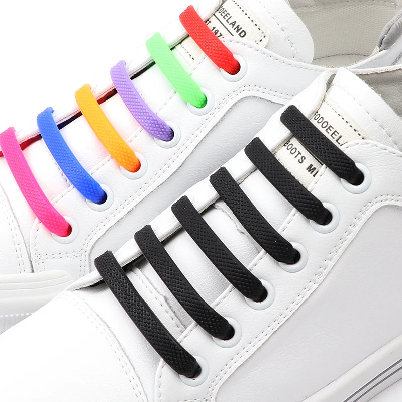 16Pcs/Lot Fashion Silicone Shoelaces Elastic for Sneakers Shoe laces