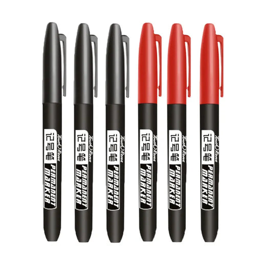 6 PCS Permanent Marker Pen Manga Drawing Markers Black Blue Red