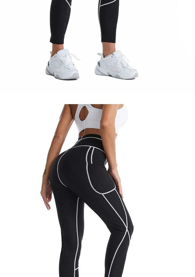 SEXYWG Pantalones de sauna para mujer, entrenador de cintura, control de abdomen, adelgazamiento, leggings de cintura media, pantalones de pérdida de peso, entrenamiento para correr