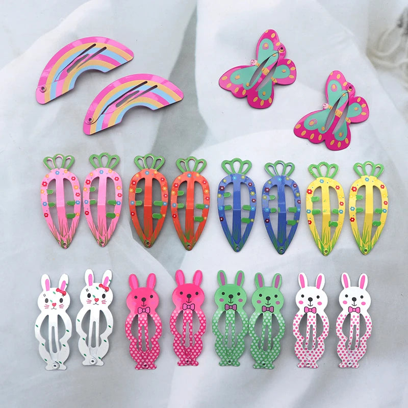 20/30pcs Cartoon Animal Fruit Hairpins Girls Children Sweet Hair Decorate Metal Hair Clip For Girls Fashion Hair Accessories