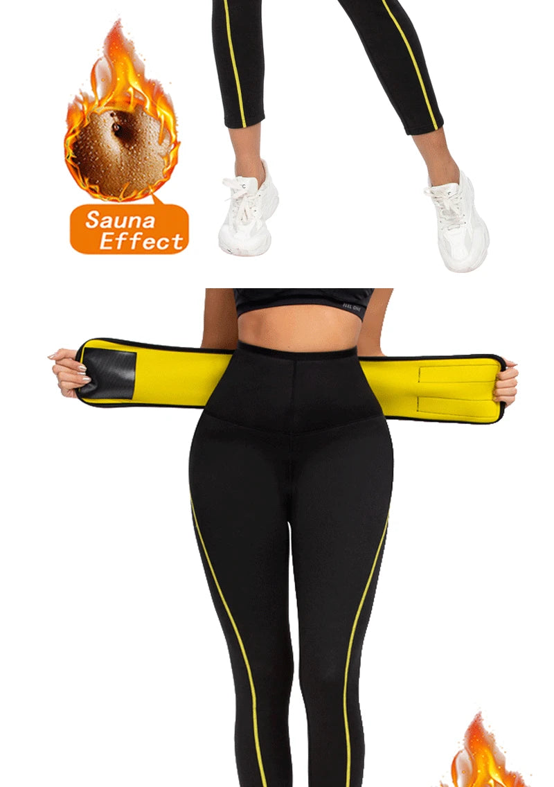 SEXYWG Saunahose für Damen, Taillentrainer, Bauchkontrolle, Schwitz-Leggings, mittlere Taille, Hose zur Gewichtsabnahme, Workout, Laufen