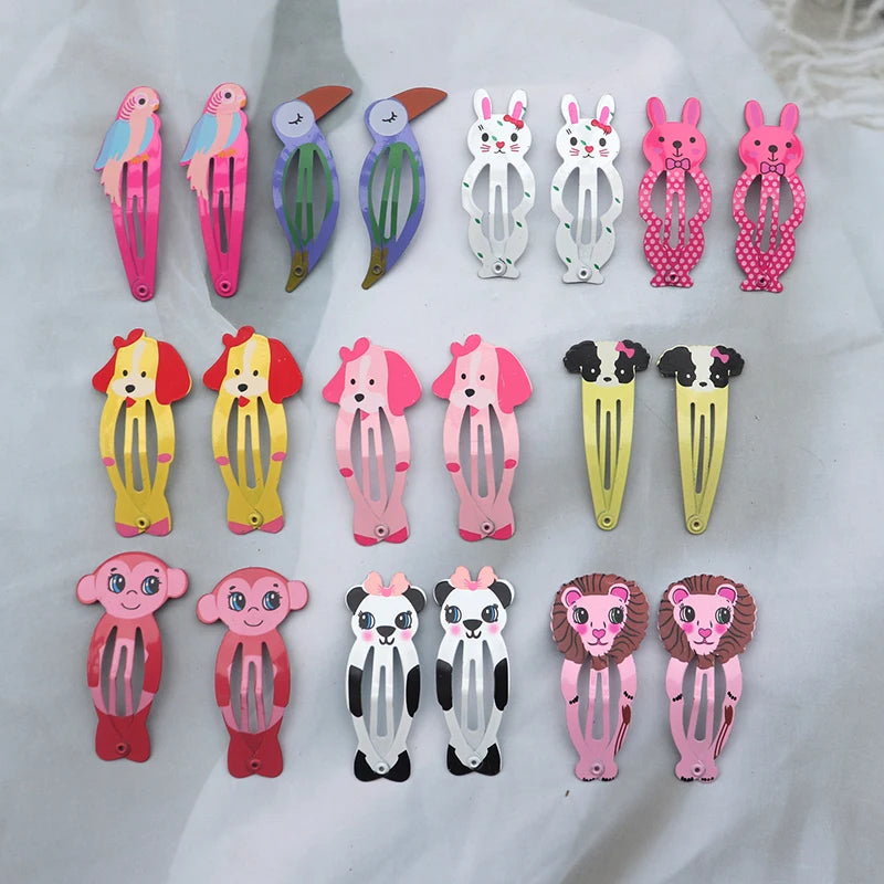 20/30pcs Cartoon Animal Fruit Hairpins Girls Children Sweet Hair Decorate Metal Hair Clip For Girls Fashion Hair Accessories