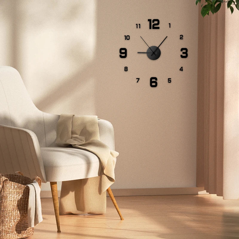 Reloj de pared creativo sin marco DIY, calcomanía de pared, reloj silencioso para el hogar 