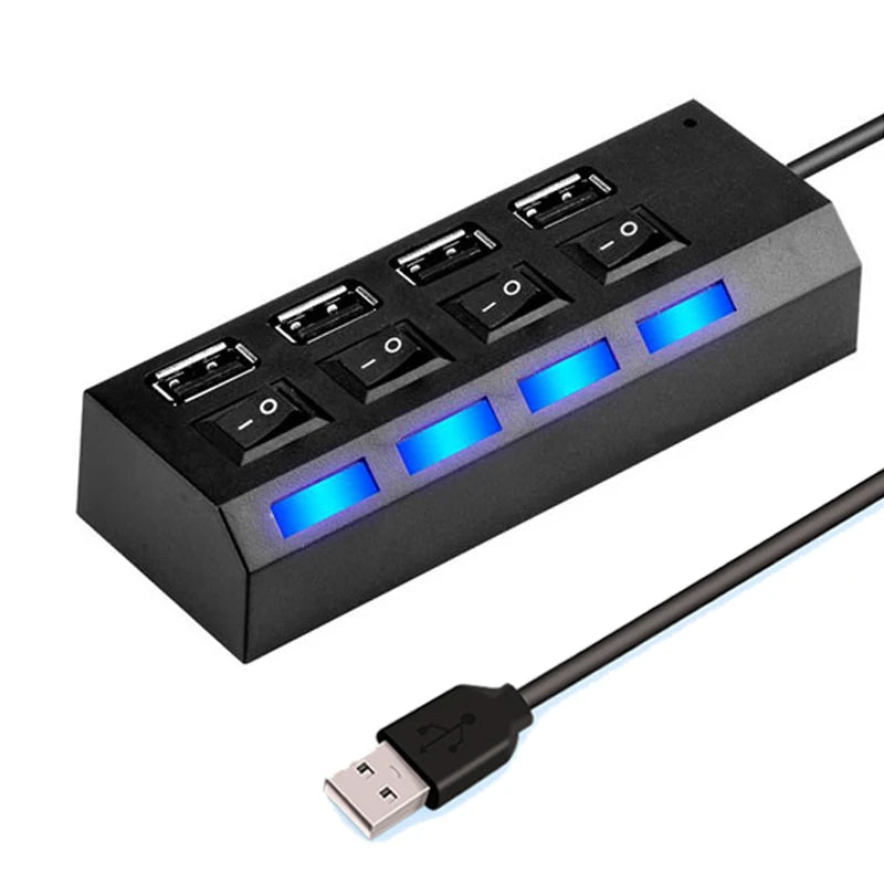 Adaptador expansor de concentrador USB 2.0 de 4/7 puertos de alta velocidad Divisor multiUSB 