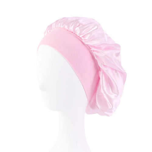 Nuevo gorro de dormir de ala ancha de satén liso para mujer, unisex, para la cabeza 