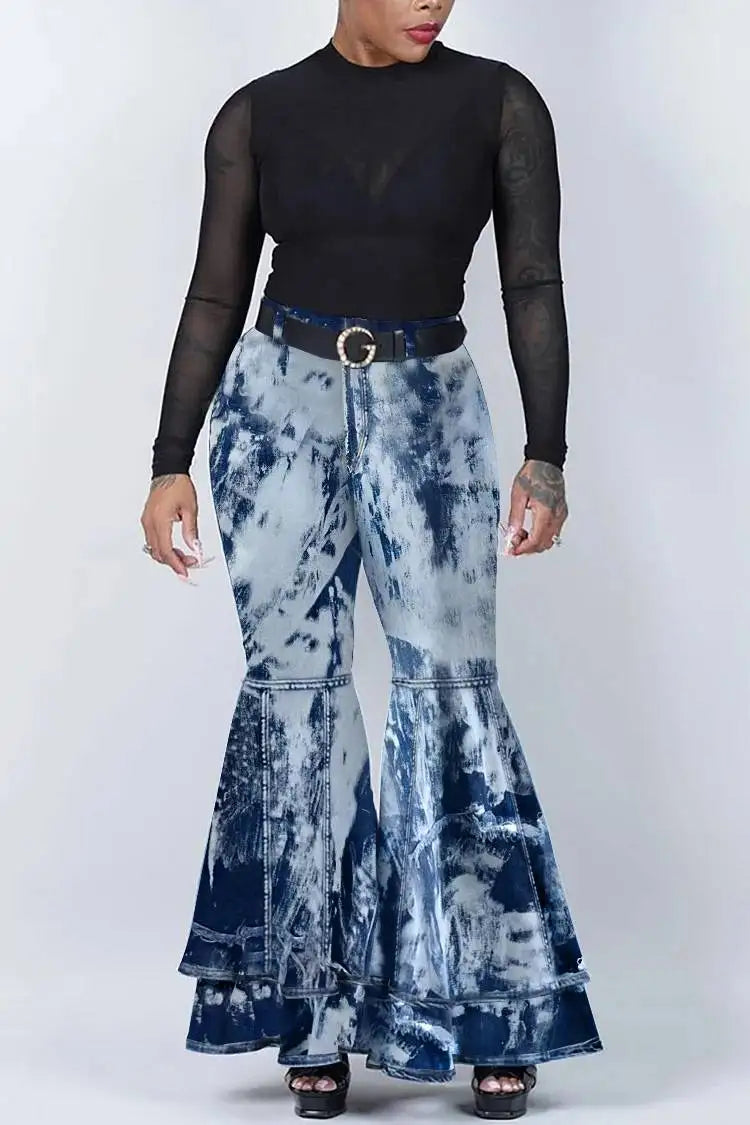 Pantalones vaqueros holgados de pierna ancha con agujeros y rotos de talla grande