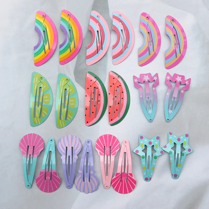 20/30pcs Cartoon Animal Fruit Hairpins Girls Children Sweet Hair Decorate Metal Hair Clip For Girls Fashion Hair Accessories