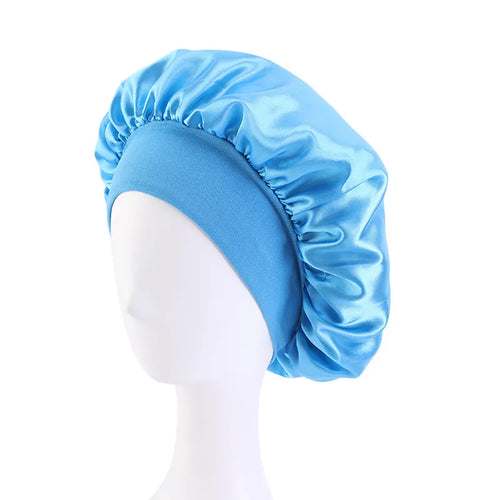 Nuevo gorro de dormir de ala ancha de satén liso para mujer, unisex, para la cabeza 