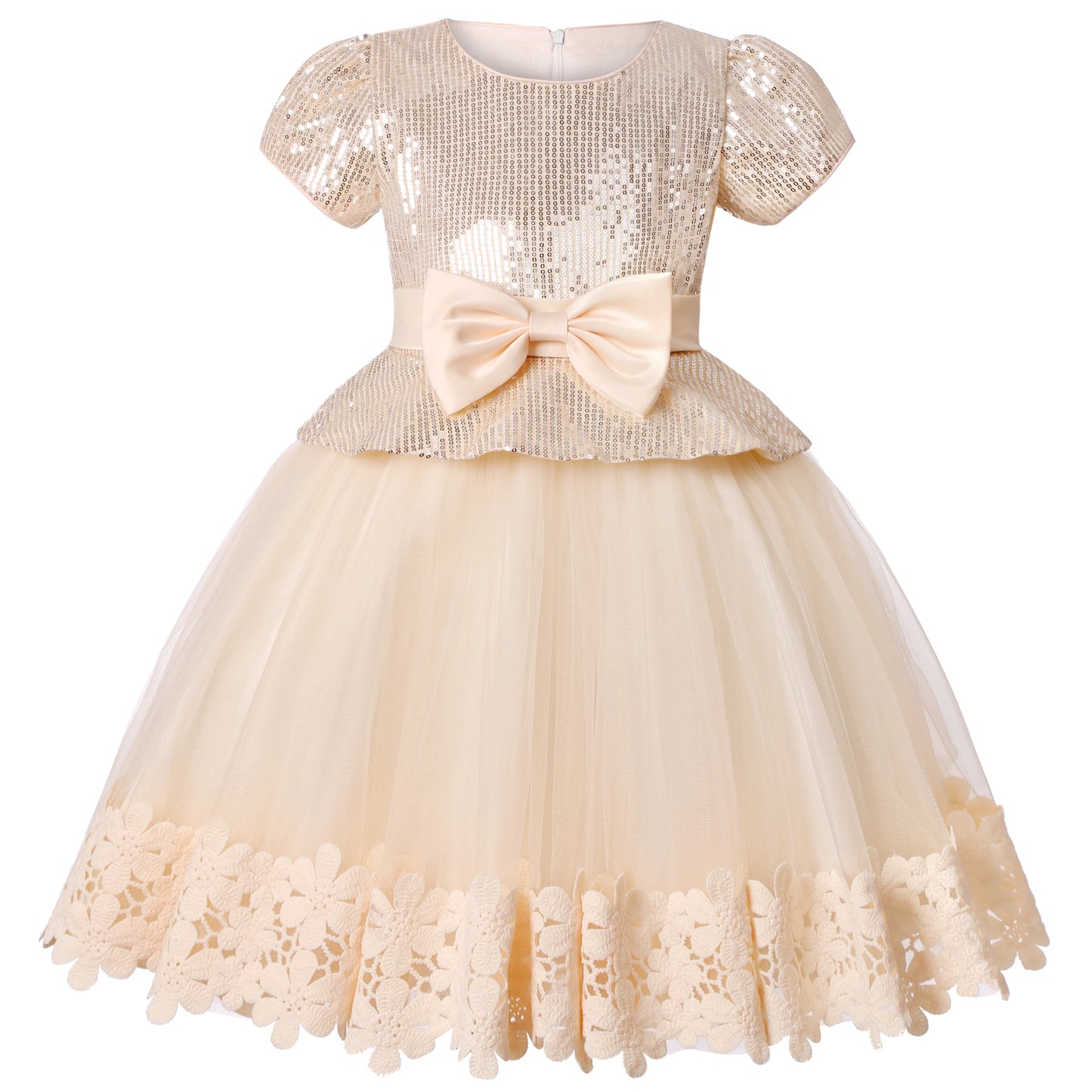 The New Children's Sequined Dress Bow Gauze Gauze Gauze Puffy Dress Little Girl Birthday party Dress Performance