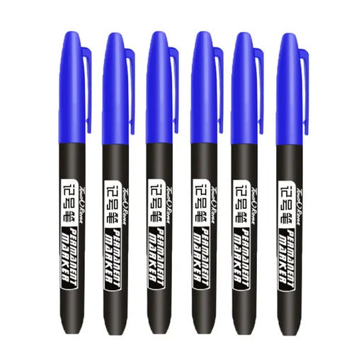 6 PCS Permanent Marker Pen Manga Drawing Markers Black Blue Red