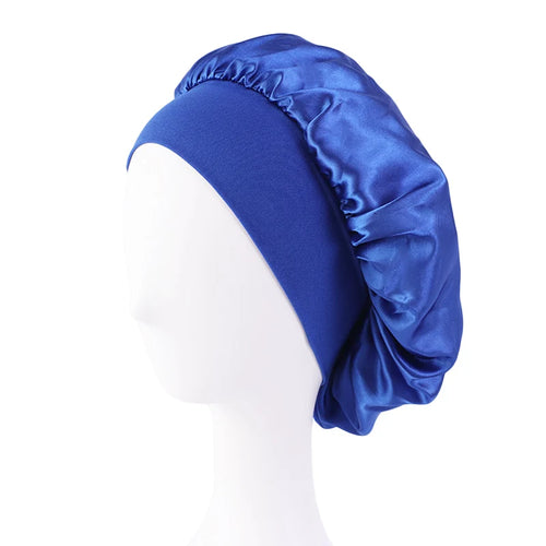 Nuevo gorro de dormir de ala ancha de satén liso para mujer, unisex, para la cabeza 