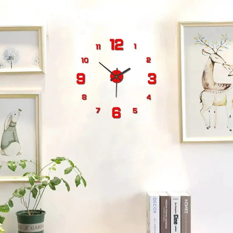 Reloj de pared creativo sin marco DIY, calcomanía de pared, reloj silencioso para el hogar 