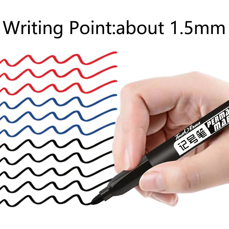 6 PCS Permanent Marker Pen Manga Drawing Markers Black Blue Red