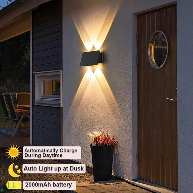 4Led Solar Licht Dekoration Nach unten Outdoor Wand Licht Flutlicht 