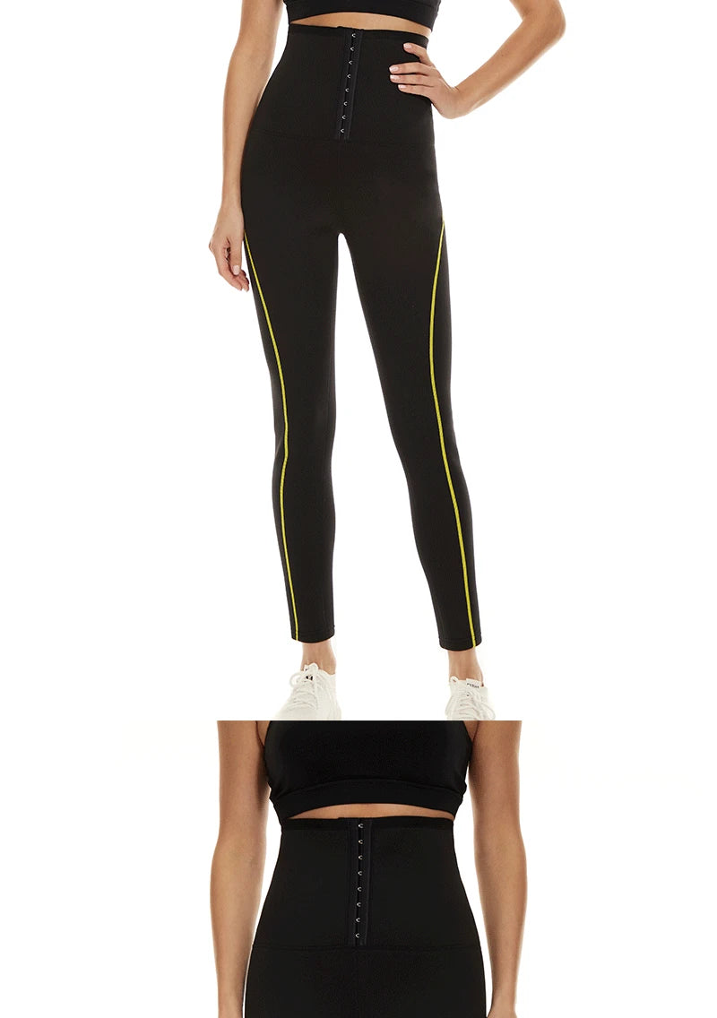 SEXYWG Pantalones de sauna para mujer, entrenador de cintura, control de abdomen, adelgazamiento, leggings de cintura media, pantalones de pérdida de peso, entrenamiento para correr