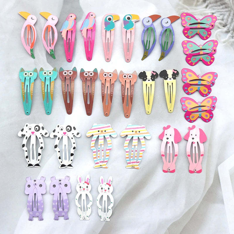 20/30pcs Cartoon Animal Fruit Hairpins Girls Children Sweet Hair Decorate Metal Hair Clip For Girls Fashion Hair Accessories