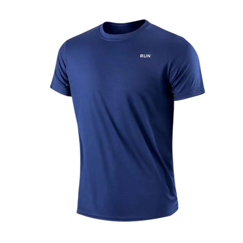 Camiseta de manga corta de secado rápido para hombre para gimnasio, running, que absorbe la humedad y tiene cuello redondo 