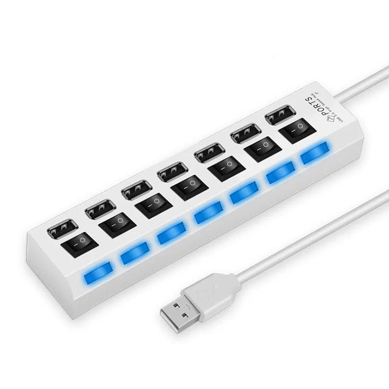 Adaptador expansor de concentrador USB 2.0 de 4/7 puertos de alta velocidad Divisor multiUSB 