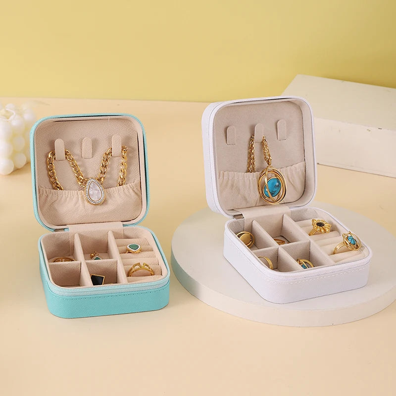 Tragbare Schmuck Aufbewahrungsbox Reise Organizer Schmuck Fall Leder 