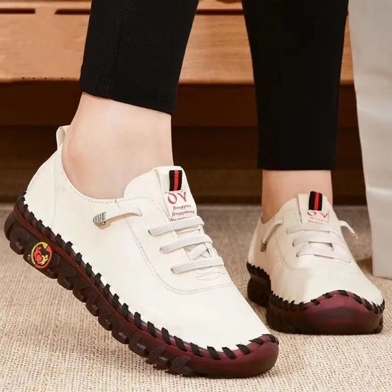 Zapatos de mujer de talla grande cosidos a mano de marca de diseñador Spot Pure, zapatos casuales planos independientes, zapatillas de mujer Ofertas