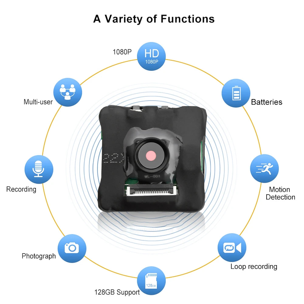 Mini cámara HD 1080P, portátil, inalámbrica, módulo DIY, cámara WiFi, detección de movimiento, videocámara de seguridad para interiores y hogar