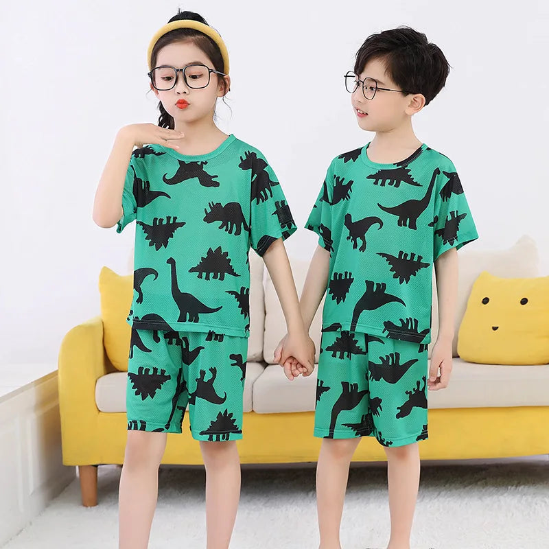 4 6 8 10Years Child Boy Girl Pajamas Cotton Sleepwear Tops Pants Clothing Sets for Teens Girl Strawberry Pyjama Kids Cat Pijamas