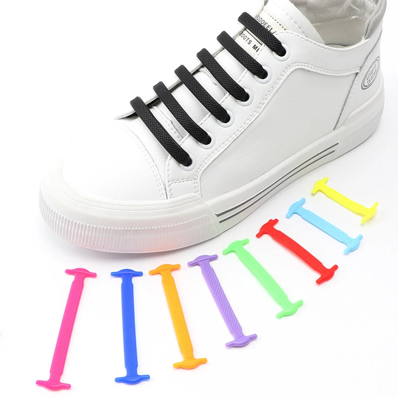 16Pcs/Lot Fashion Silicone Shoelaces Elastic for Sneakers Shoe laces