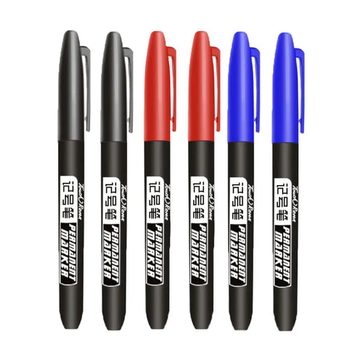 6 PCS Permanent Marker Pen Manga Drawing Markers Black Blue Red