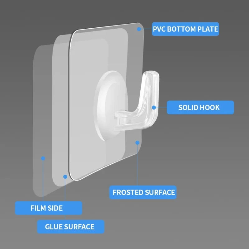 5/10/20 piezas Gancho autoadhesivo Gancho de pared transparente para puerta Niño Pesado 