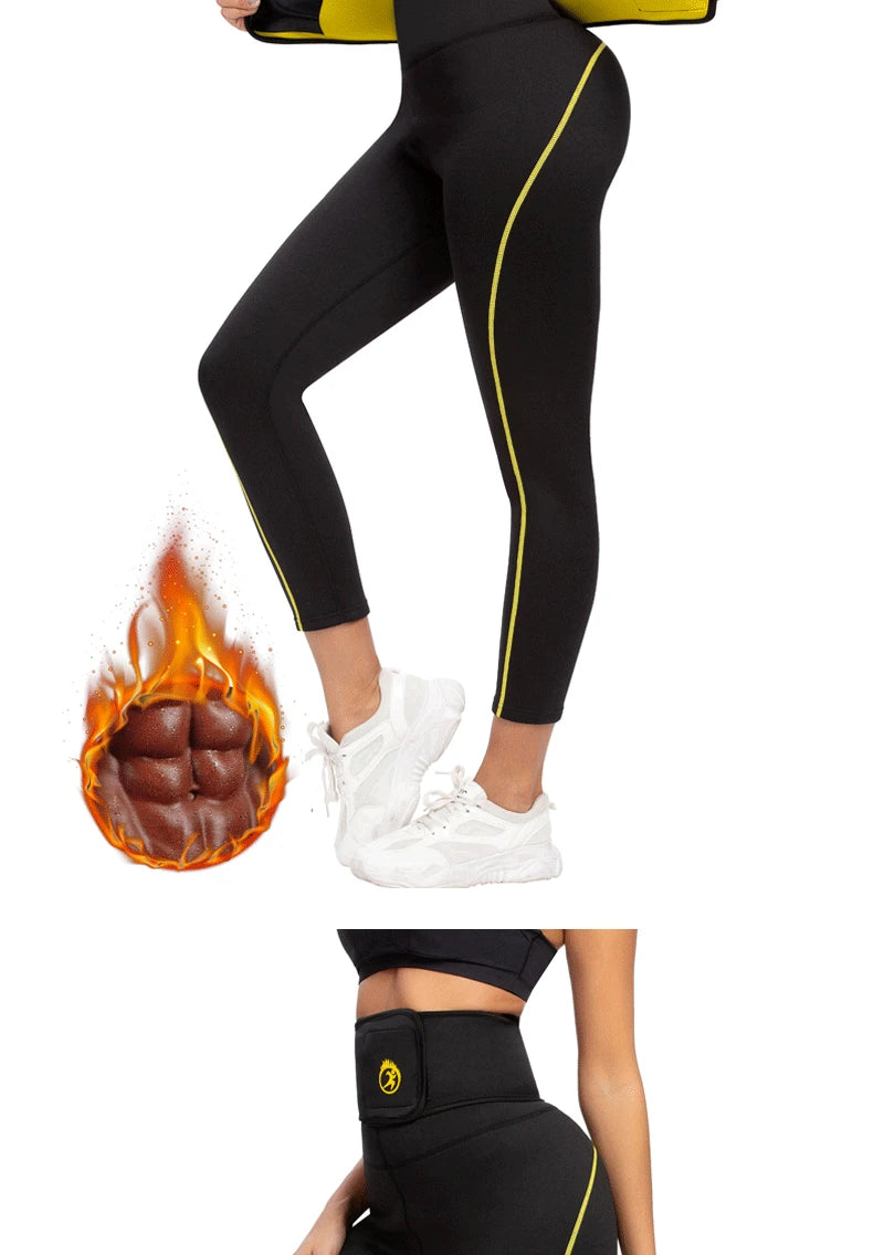 SEXYWG Pantalones de sauna para mujer, entrenador de cintura, control de abdomen, adelgazamiento, leggings de cintura media, pantalones de pérdida de peso, entrenamiento para correr