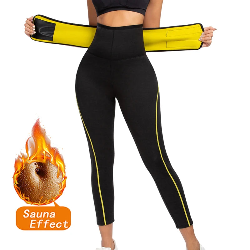 SEXYWG Saunahose für Damen, Taillentrainer, Bauchkontrolle, Schwitz-Leggings, mittlere Taille, Hose zur Gewichtsabnahme, Workout, Laufen