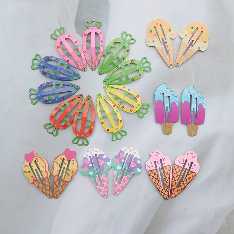 20/30pcs Cartoon Animal Fruit Hairpins Girls Children Sweet Hair Decorate Metal Hair Clip For Girls Fashion Hair Accessories