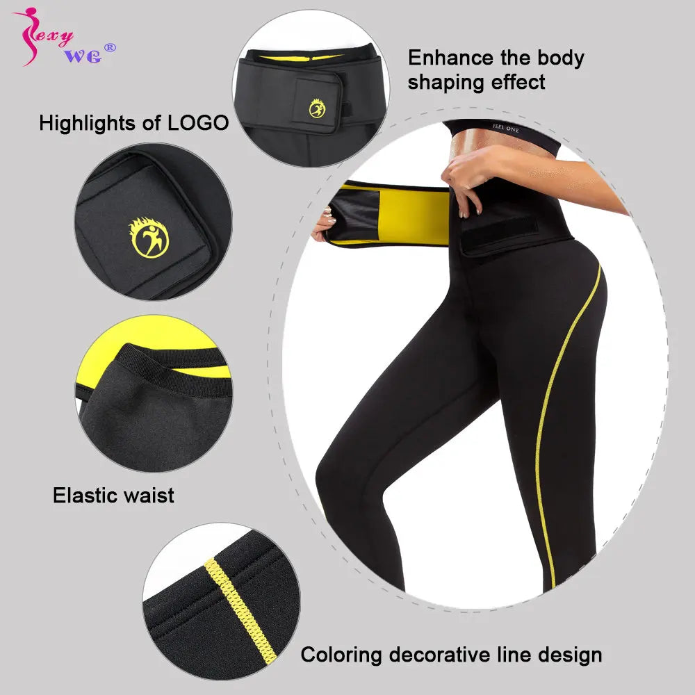 SEXYWG Pantalones de sauna para mujer, entrenador de cintura, control de abdomen, adelgazamiento, leggings de cintura media, pantalones de pérdida de peso, entrenamiento para correr