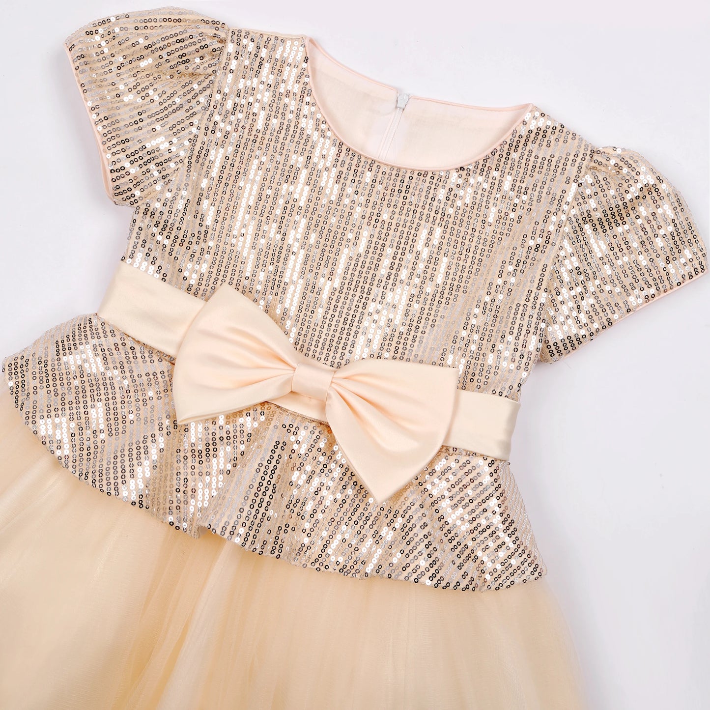 The New Children's Sequined Dress Bow Gauze Gauze Gauze Puffy Dress Little Girl Birthday party Dress Performance