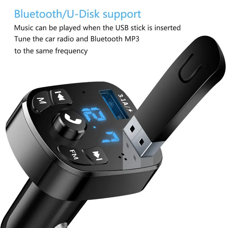 Reproductor de MP3 para coche con cargador rápido USB dual y receptor FM Bluetooth 