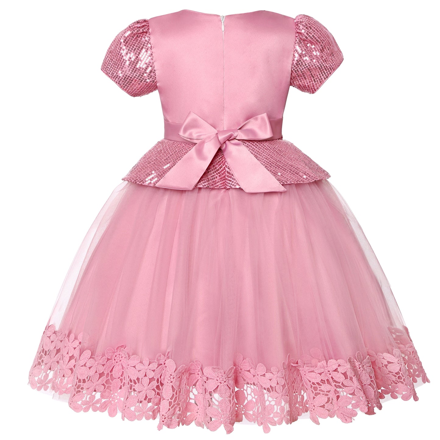 Das neue Paillettenkleid für Kinder mit Schleife, Gaze, Gaze, Gaze, Puffkleid, kleines Mädchen, Geburtstagsparty, Kleid, Leistung