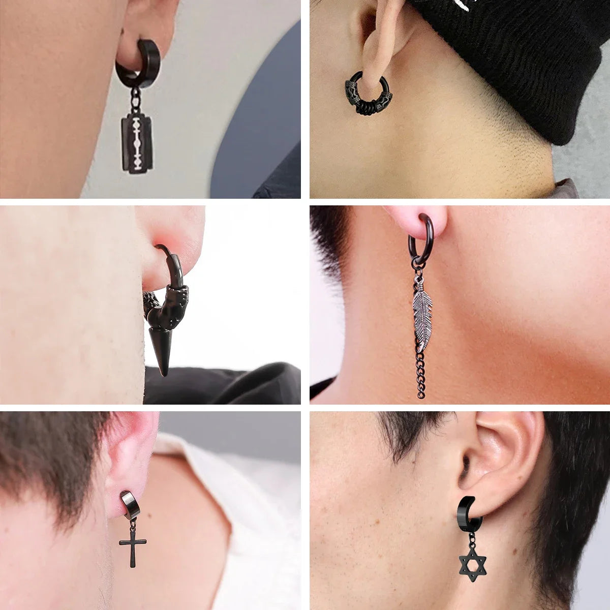 1Pair Fashion Cross Pendant Ear Clip Non Piercing Earrings Fake