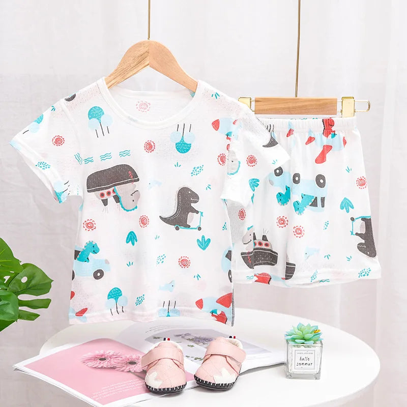 4 6 8 10Years Child Boy Girl Pajamas Cotton Sleepwear Tops Pants Clothing Sets for Teens Girl Strawberry Pyjama Kids Cat Pijamas