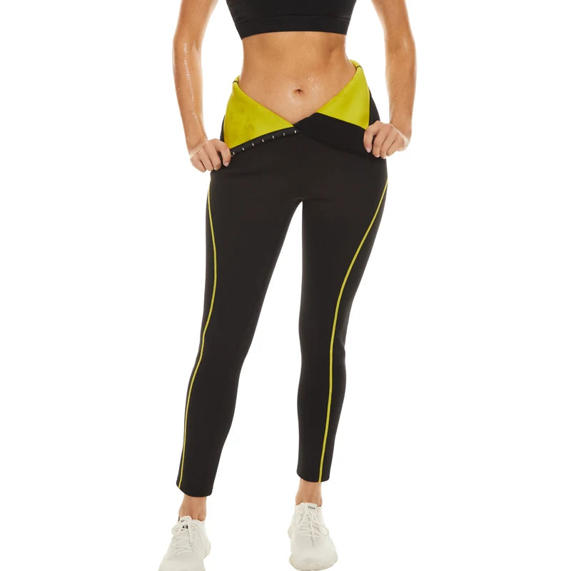 SEXYWG Pantalones de sauna para mujer, entrenador de cintura, control de abdomen, adelgazamiento, leggings de cintura media, pantalones de pérdida de peso, entrenamiento para correr