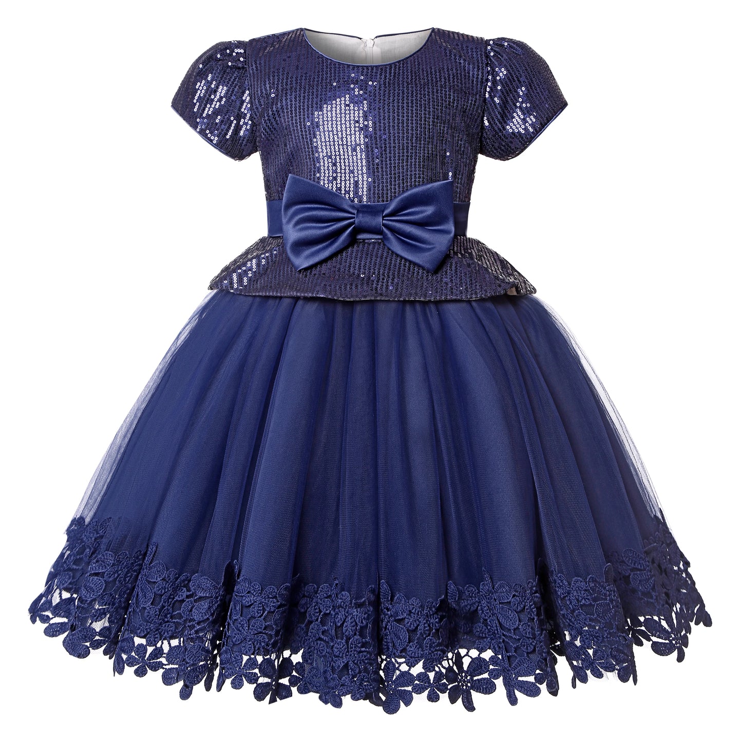 The New Children's Sequined Dress Bow Gauze Gauze Gauze Puffy Dress Little Girl Birthday party Dress Performance