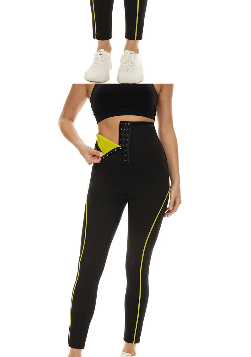 SEXYWG Pantalones de sauna para mujer, entrenador de cintura, control de abdomen, adelgazamiento, leggings de cintura media, pantalones de pérdida de peso, entrenamiento para correr